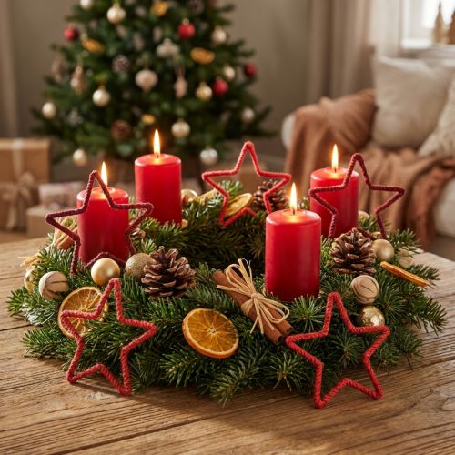 Sterren voor adventskrans Kerstdecoratie jute rood 15cm 8 st | Floristik24.nl