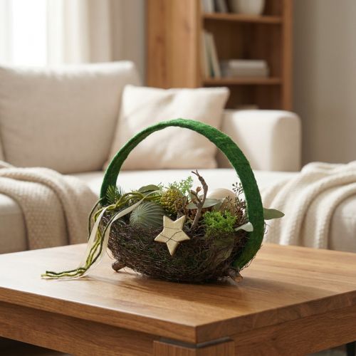 Decoratieve ring jute decoratielus groen donkergroen 4cm Ø30cm 2st | Floristik24.nl