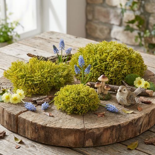 Decoratief mos kunstgroen bruin – moskussen 10/12/14cm 3 stuks | Floristik24.nl