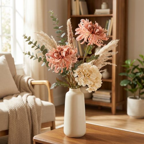 Chrysanten Roze Zalm Kunst Ø13cm L72cm 2st | Floristik24.nl