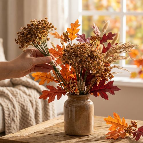Gypsophila kunstbruin voor herfstboeket 29.5cm 18p | Floristik24.nl