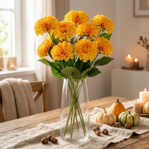 Kunstbloemen decoratieve dahlia's kunst geel oranje 50cm | Floristik24.nl