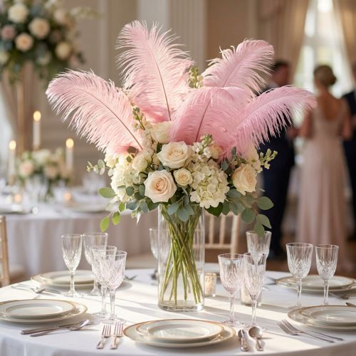 Struisvogelveren Echte Veren Decoratie Roze 20-25cm 12 st | Floristik24.nl