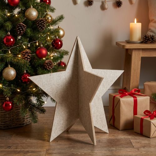 Vilten decoratieve ster om kerstdecoratie neer te zetten vilt beige H62cm | Floristik24.nl