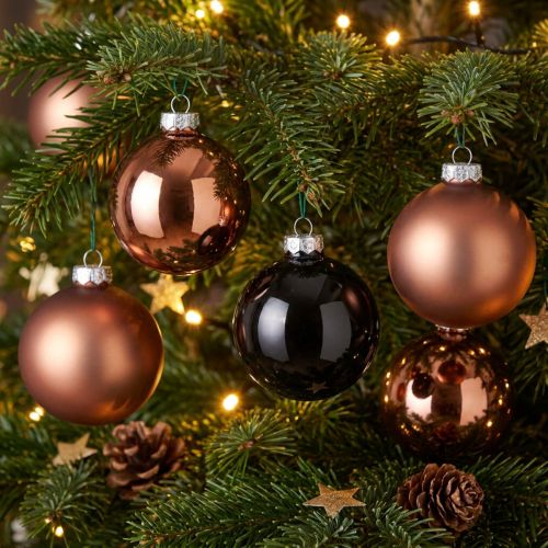 Kerstballen zilver abrikoos glazen bollen Ø6cm 24 st | Floristik24.nl