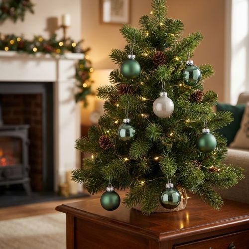 Mini kerstballen glas groen