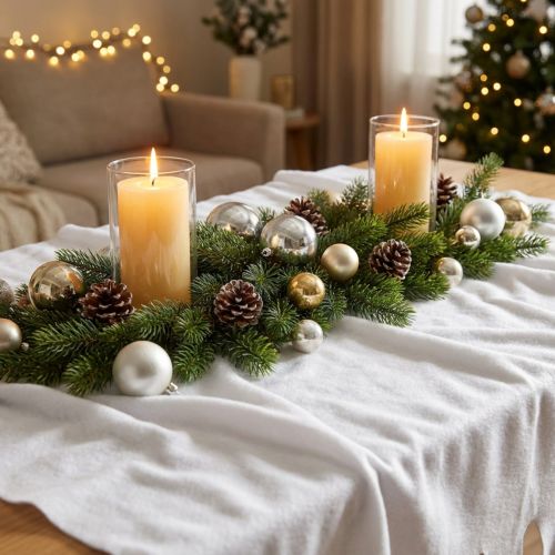 Sneeuwdeken decoratief tafelkleed winterwit 100×270cm kopen | Floristik24.nl