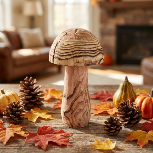 Houten paddenstoel om neer te zetten, decoratieve paddenstoel, Paulowniahout Ø15cm H28cm | Floristik24.nl