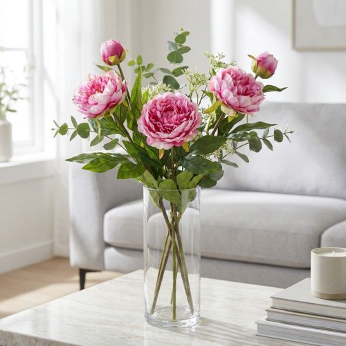 Pioenrozen Kunstbloemen met lange steel Roze 70cm 3st | Floristik24.nl