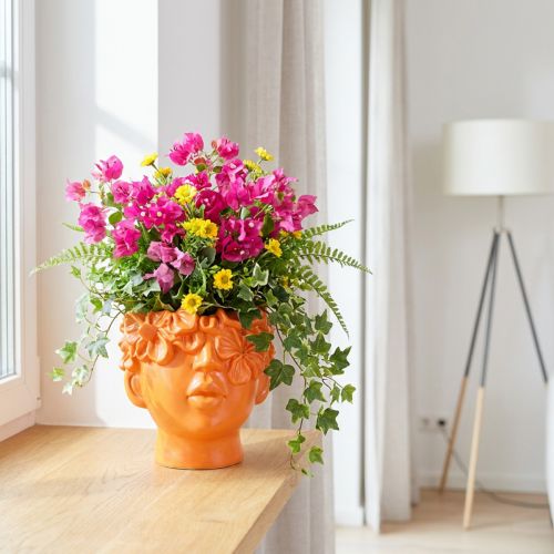 Plantenkop Plantenbak Buste Plantenpot Oranje 13,5×13×14cm | Floristik24.nl
