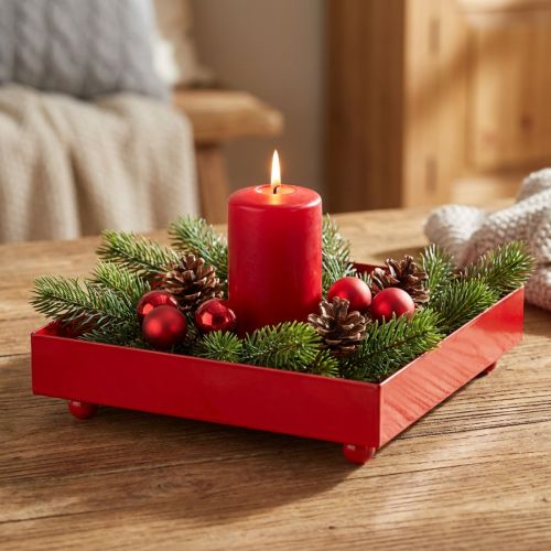 Decoratieve schaal vierkant rood metalen schaal 15×15cm 2 stuks | Floristik24.nl