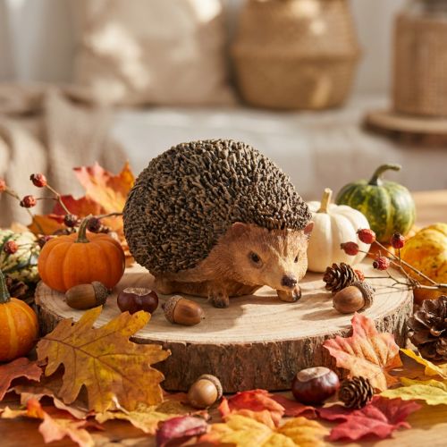 Decoratief egelfiguurtje, herfst, handgeschilderd, bruin, 14×9,5×9 cm | Floristik24.nl
