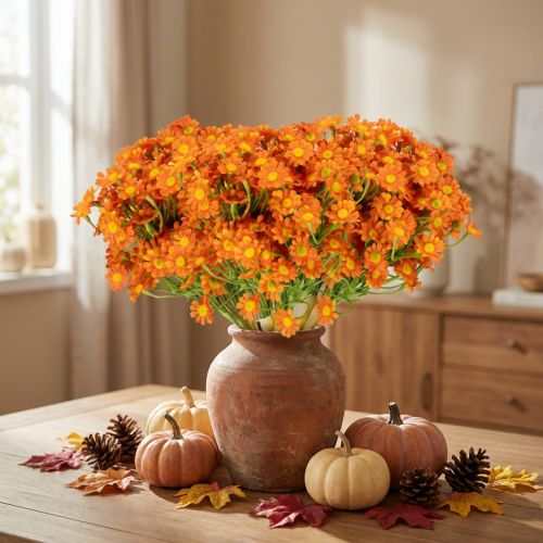 Kunstboeket kamillebloemen voor sfeervolle seizoensdecoratie, 27 cm, 3 stuks | Floristik24.nl