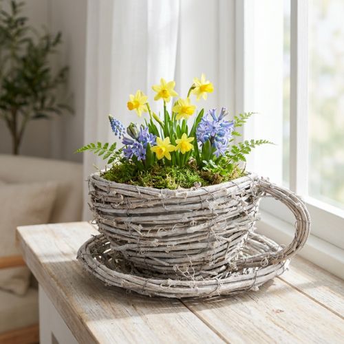 Theekopje van natuurlijk materiaal met een rustieke uitstraling, perfect voor een exclusieve interieurdecoratie (13 cm). | Floristik24.nl