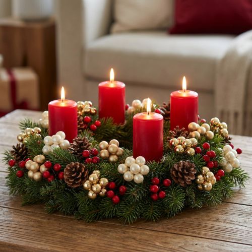 Mini kerstballen op draad goud, crème Ø1,5cm 140 stuks | Floristik24.nl