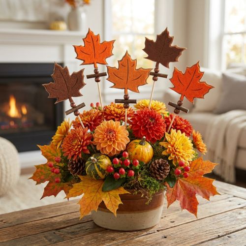 Pin esdoornblad gesorteerd herfstdecoratie 8cm L35cm 12st | Floristik24.nl