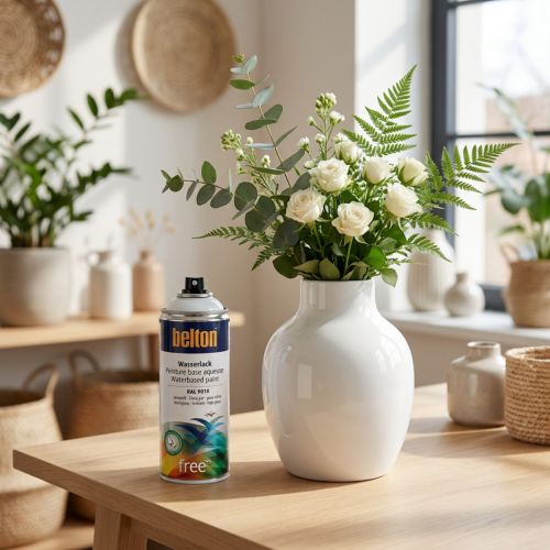 Belton vrije verf op waterbasis wit hoogglans spray puur wit 400ml | Floristik24.nl