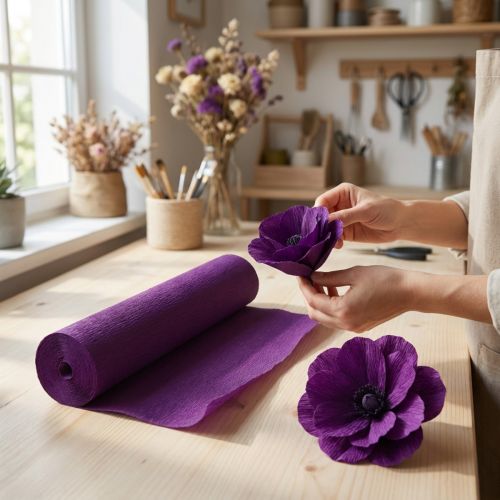 Bloemist crêpepapier donkerpaars 50x250cm | Floristik24.nl