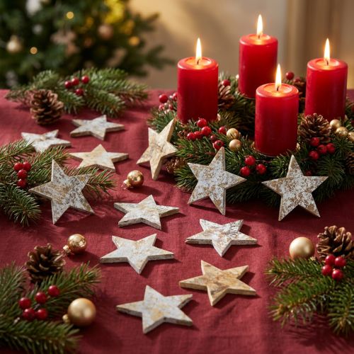 Kokosster wit grijs 5cm 50st Advent stars scatter decoratie | Floristik24.nl