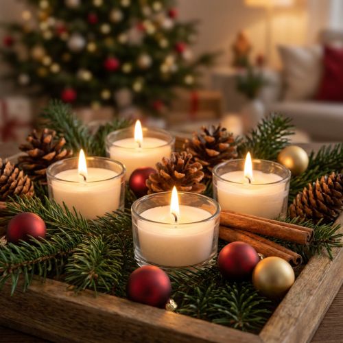Theelichtjes kaneelgeur, kerstkaars, geurtheelichtje, kaarsdecoratie Ø25cm H40cm wit 18 st | Floristik24.nl