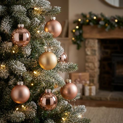 Glazen kerstballen glas goud roos Ø4cm 24 stuks | Floristik24.nl