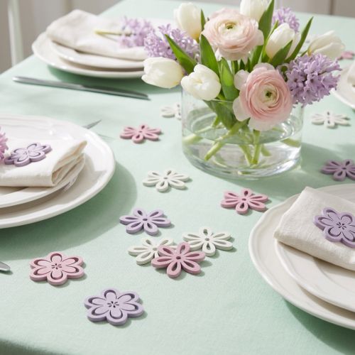 Artikel Houten bloemen strooidecoratie bloemen paars/roze/wit Ø3,5cm 48 st