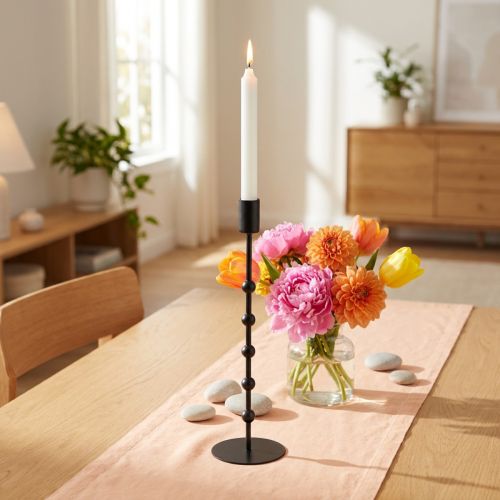 Stokkandelaar metalen kandelaar zwart H30cm | Floristik24.nl