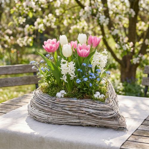 Plantenhart plantenschaal rotan hart wit naturel 28x34cm | Floristik24.nl