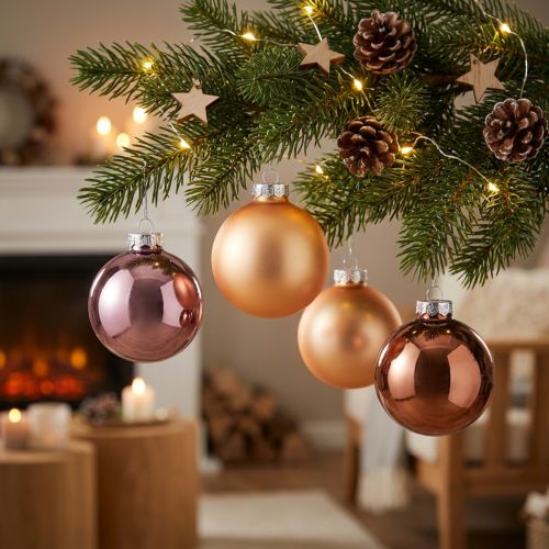 Kerstballen van glas roze abrikoos Ø6cm 24 st | Floristik24.nl
