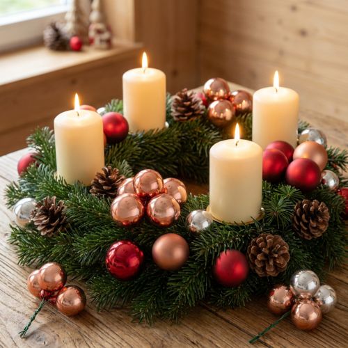 Artikel Spiegel Bessen Kerstglas Abrikoos Zilver Ø40mm 32 st