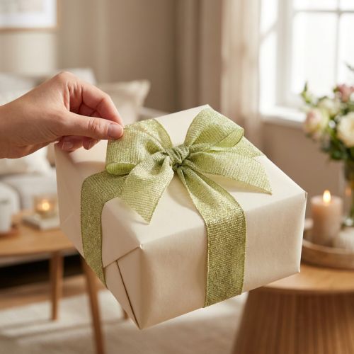 Artikel Decoratief lint met glitter, breed lint voor het inpakken van cadeaus, 55 mm breed, 15 m lang