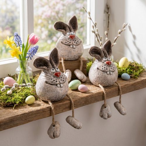 Decoratief konijnenrandkrukje konijntje 6,5×7×9,5cm 3 st | Floristik24.nl