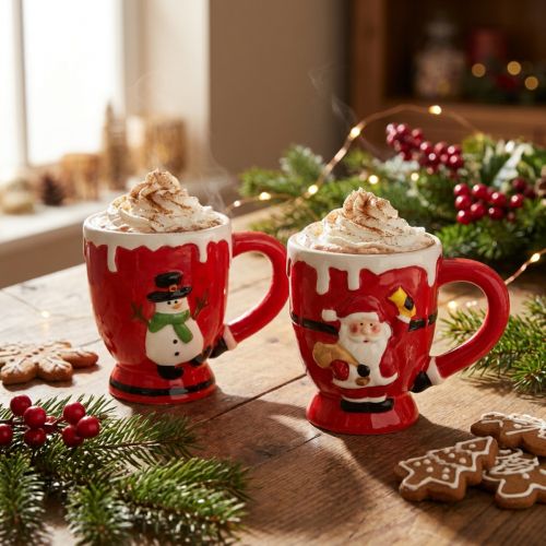 Kerstbekers beker Kerstman keramiek 10,5cm 2st | Floristik24.nl