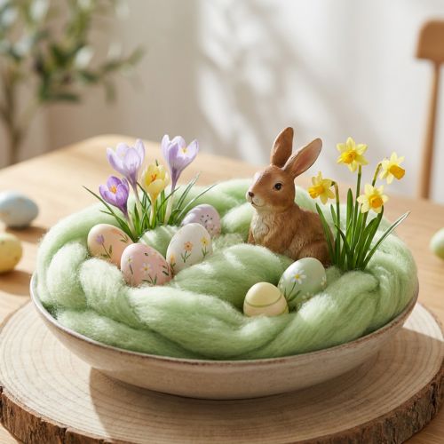 Artikel Knutselwol, decoratieve wol, wollen koord voor diverse creatieve ideeën en handwerkprojecten, 2 meter lichtgroen
