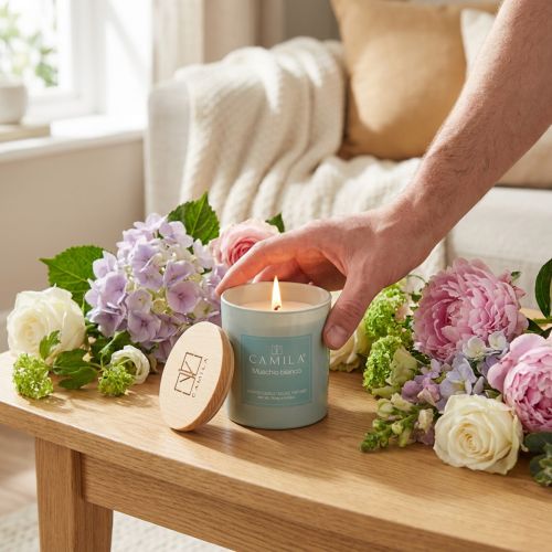 Artikel Geurkaars in een glas Camila White Musk Ø7,5cm H8cm