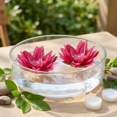 Drijvende waterlelie kunstmatige tafeldecoratie fuchsia Ø15cm 2 stuks | Floristik24.nl