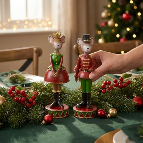 Kerstmuis decoratie figuren 14,5cm rood-groen 2 stuks | Floristik24.nl