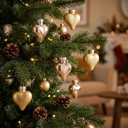 Kerstversiering, kerstboomversiering, gouden hartjes, 3 cm, 24 stuks | Floristik24.nl