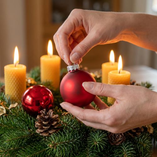 Kerstbal Ø4cm rood glans/mat 24 st | Floristik24.nl