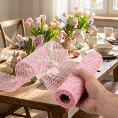 Tafelloper jute jute lint tafellint lichtroze 30cm 5m | Floristik24.nl