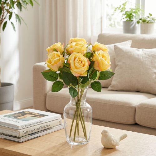 Boeket rozen voor een elegante decoratie in de woonkamer, 44 cm, 6 stuks. | Floristik24.nl