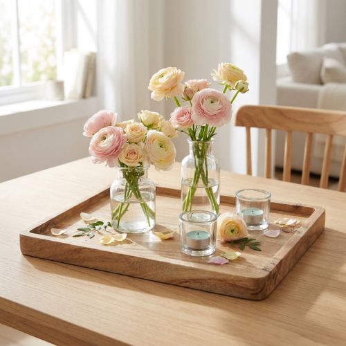 Decoratief dienblad, acaciahout, rechthoekig, natuurlijke afwerking, 30×25 cm | Floristik24.nl