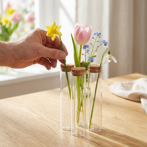 Reageerbuis siervaas met kurk deksel Ø4cm H18cm 6 st | Floristik24.nl