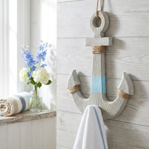Anker om op te hangen, haak voor maritieme decoratie, houten badkamerdecoratie, vintage look H39cm | Floristik24.nl