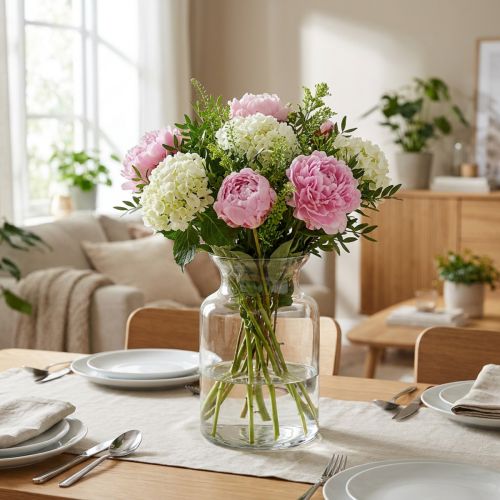 Artikel Glazen bloemenvaas breed helder Ø12cm H20cm