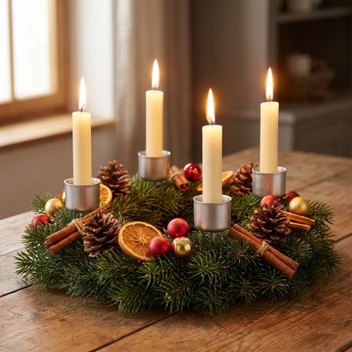 Stokkandelaar kandelaar Adventskrans 11cm 12 st | Floristik24.nl