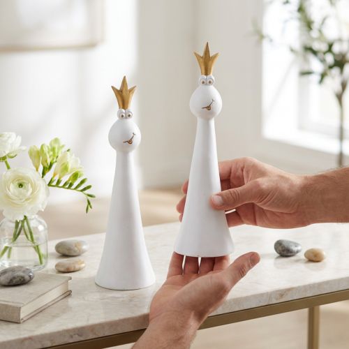 Kikkerprins Decoratie Kikker Decoratie Figuur Wit Goud H19,5cm 2st | Floristik24.nl