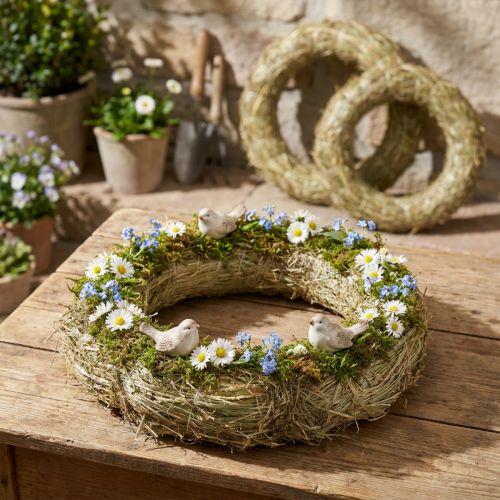 Hooikransen, tafeldecoratie, natuurlijk materiaal, Ø 31-32cm, set van 5 | Floristik24.nl