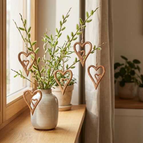 Houten hart naturel houten harten om op te hangen 8×11cm 4 st | Floristik24.nl