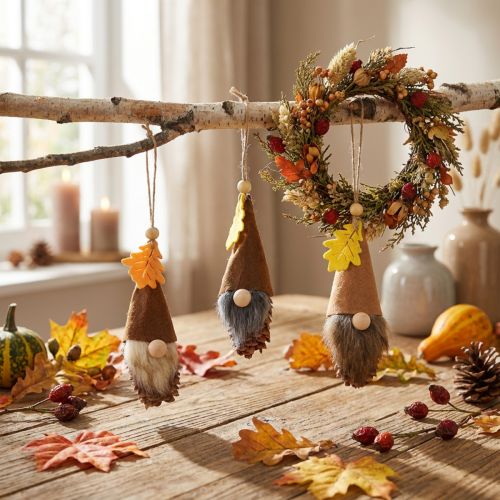 Artikel Kegelkabouterhanger kabouterdecoratie herfstkabouter H10cm 6 st